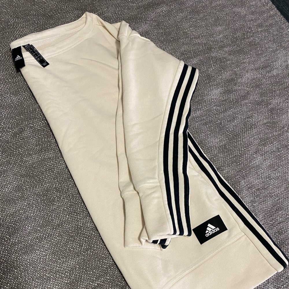 Adidas crew neck tunic sweater, cream color, small